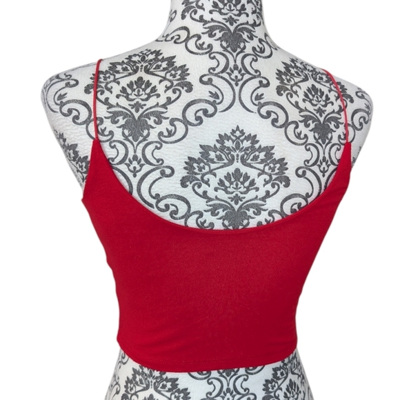 Aritzia Wilfred Free Tiny Tank Y2K Cropped Women Small Dainty Fairy Stretchy Red - Picture 3 of 7
